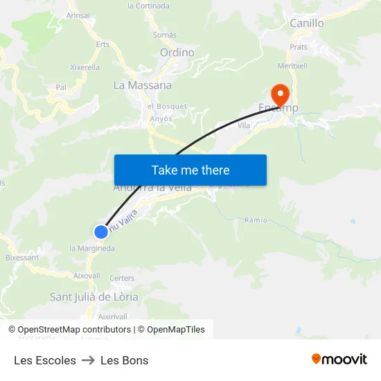 Geriàtric to Les Bons map