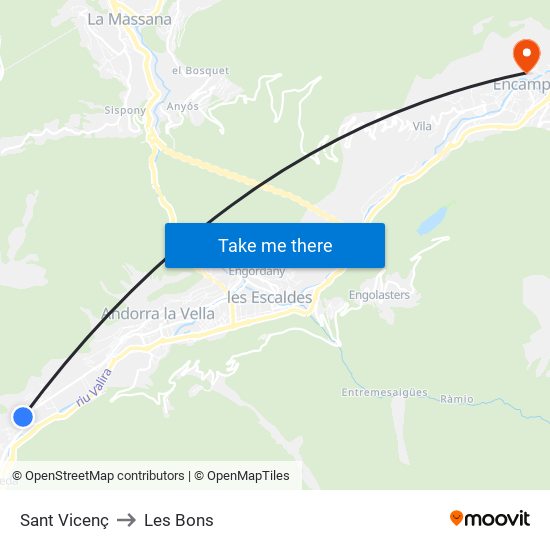 Sant Vicenç to Les Bons map