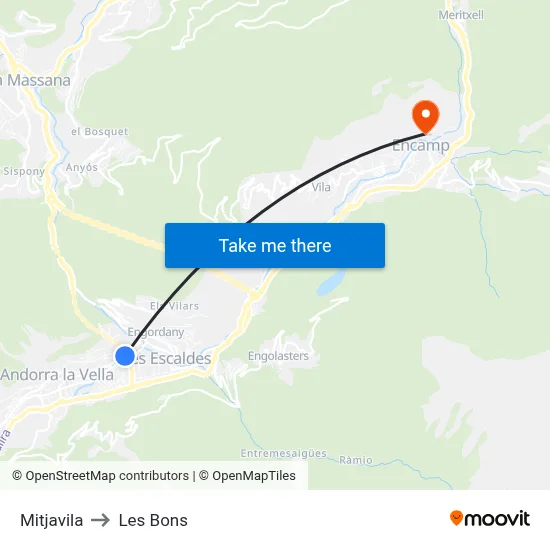 Mitjavila to Les Bons map