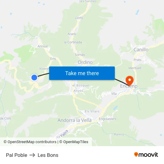 Pal Poble to Les Bons map