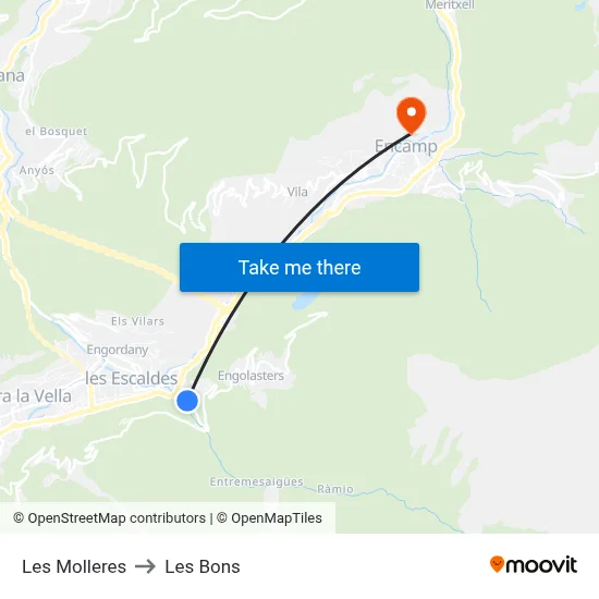 Les Molleres to Les Bons map