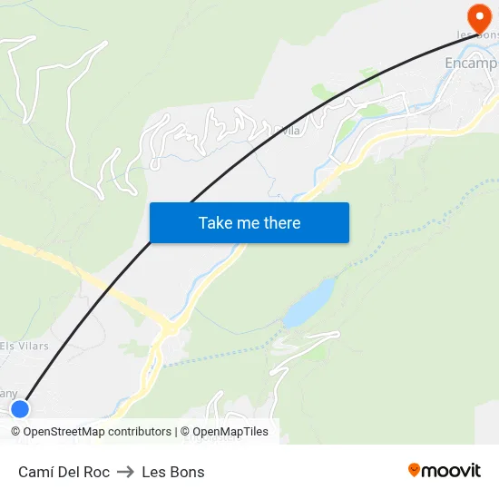 Camí Del Roc to Les Bons map