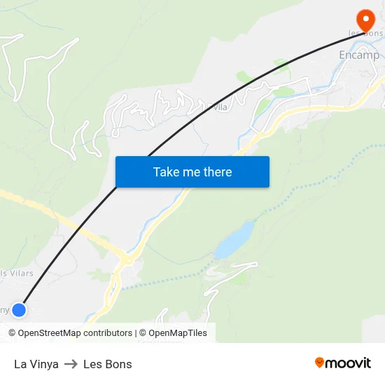 La Vinya to Les Bons map