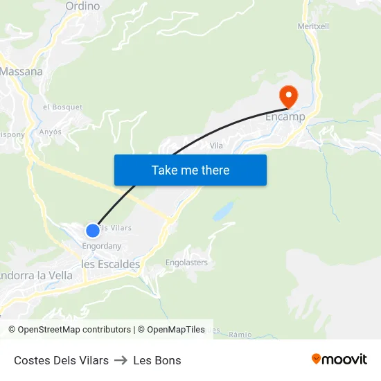 Costes Dels Vilars to Les Bons map