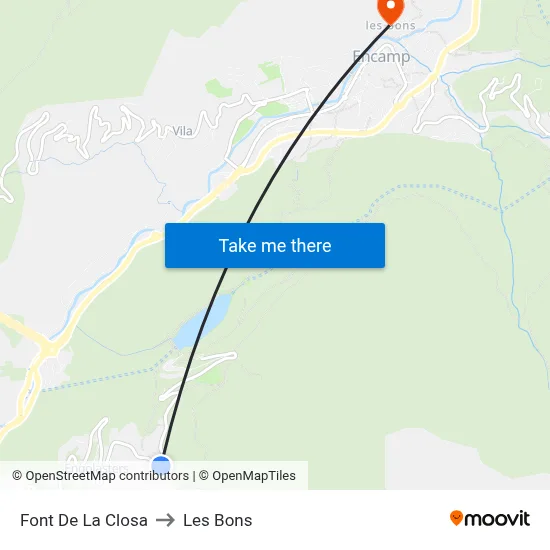 Font De La Closa to Les Bons map