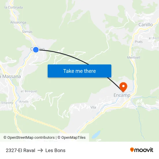 2327-El Raval to Les Bons map
