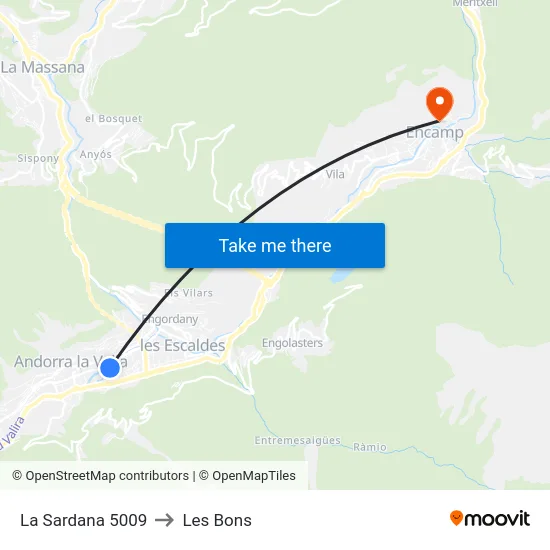 La Sardana to Les Bons map