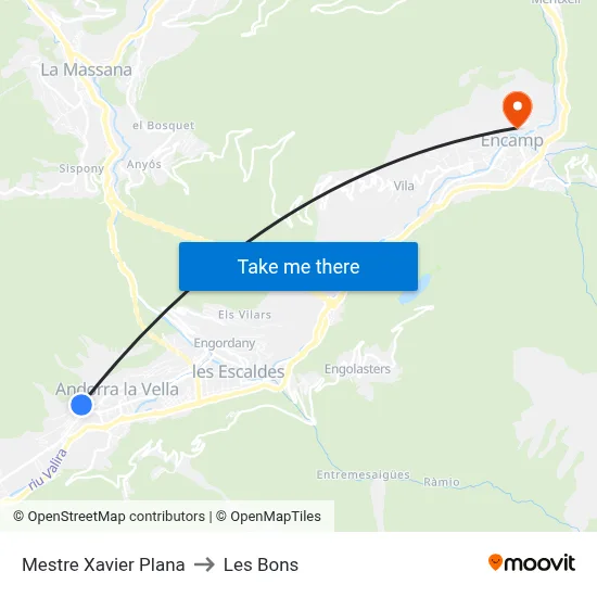Mestre Xavier Plana to Les Bons map