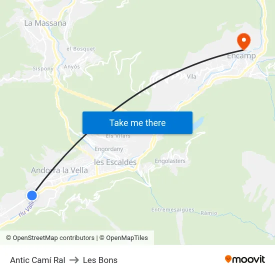 Antic Camí Ral to Les Bons map