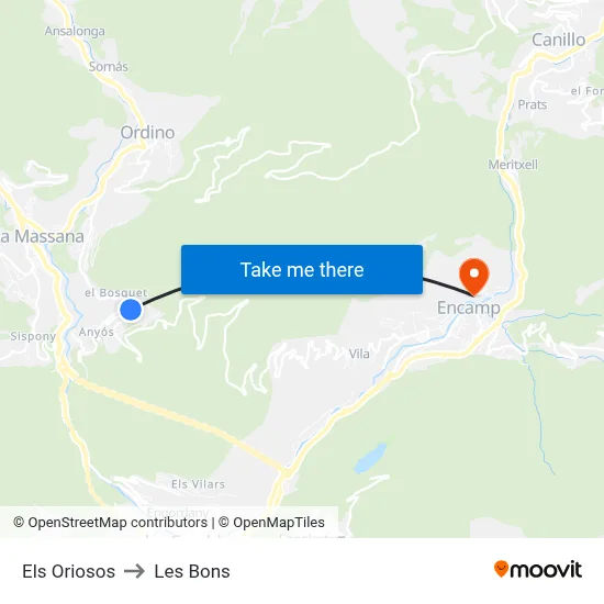 Els Oriosos to Les Bons map
