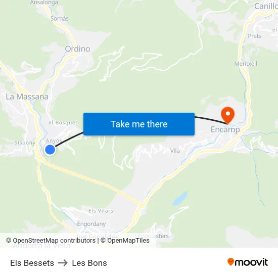 Els Bessets to Les Bons map