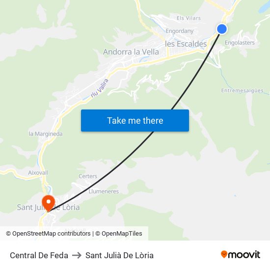 Central De Feda to Sant Julià De Lòria map