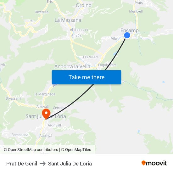 Prat De Genil to Sant Julià De Lòria map
