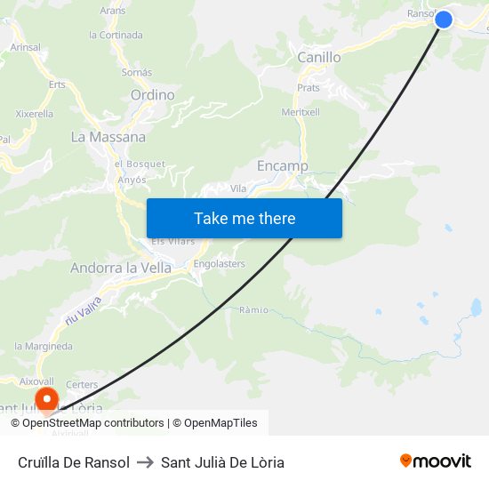 Cruïlla De Ransol to Sant Julià De Lòria map