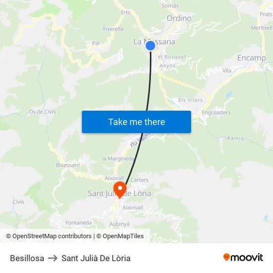 Besillosa to Sant Julià De Lòria map