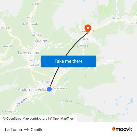 740-La Tosca to Canillo map