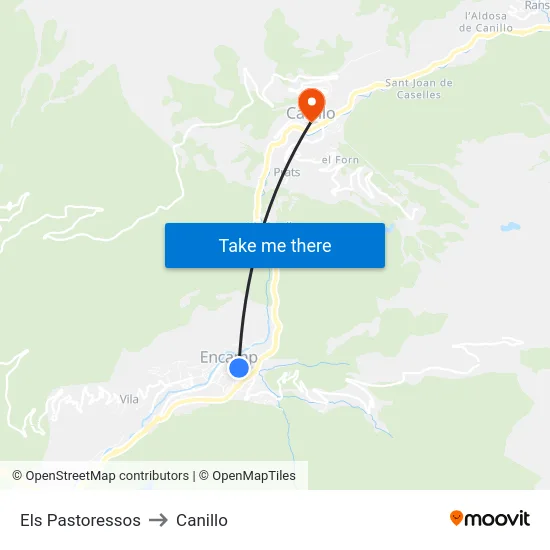 210-Els Pastoressos to Canillo map