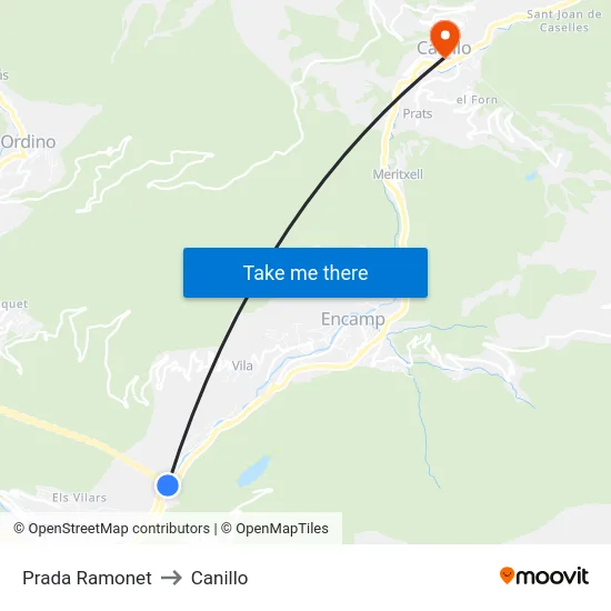 232-Prada Ramonet to Canillo map