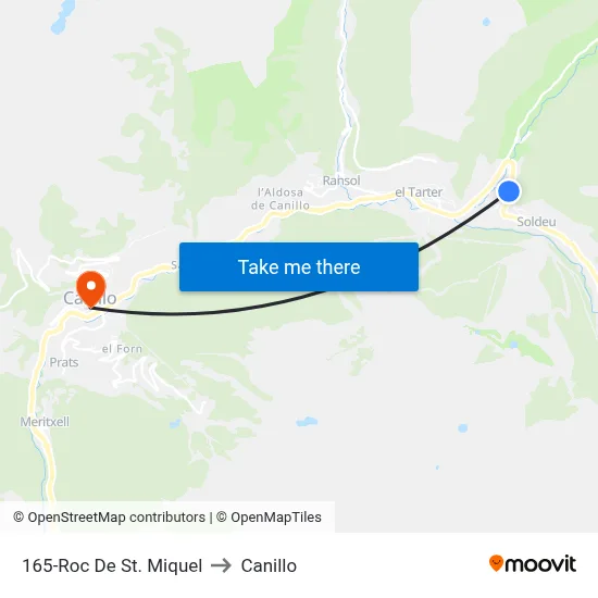 165-Roc De St. Miquel to Canillo map