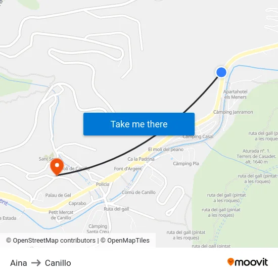 118-Aina to Canillo map