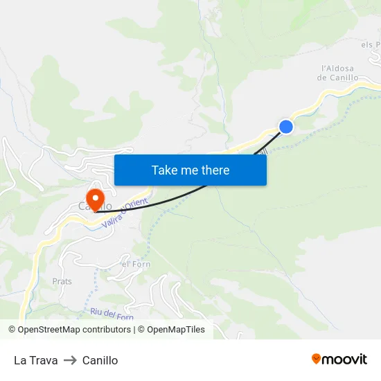 123-La Trava to Canillo map