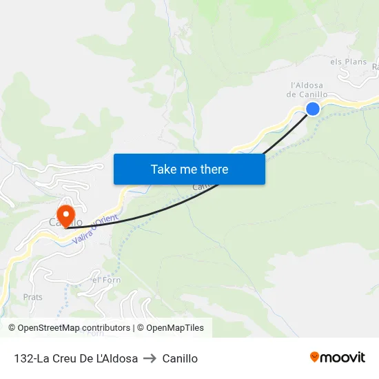 132-La Creu De L'Aldosa to Canillo map