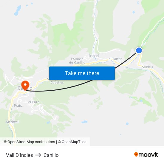 Vall D'Incles to Canillo map