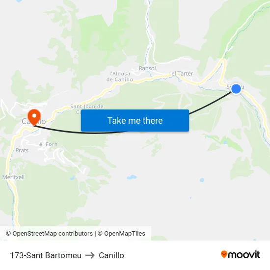 173-Sant Bartomeu to Canillo map