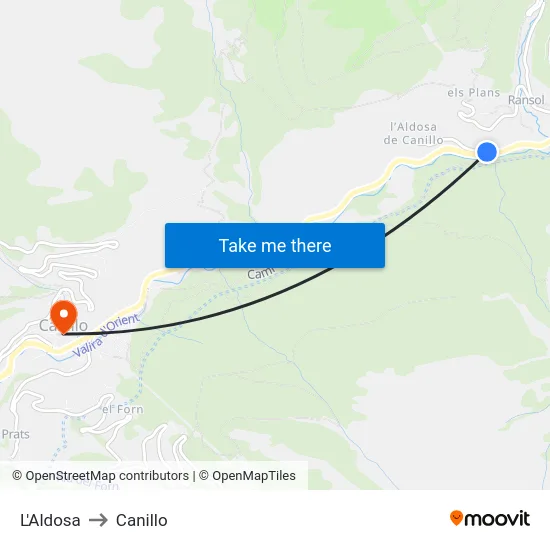 134-L'Aldosa to Canillo map