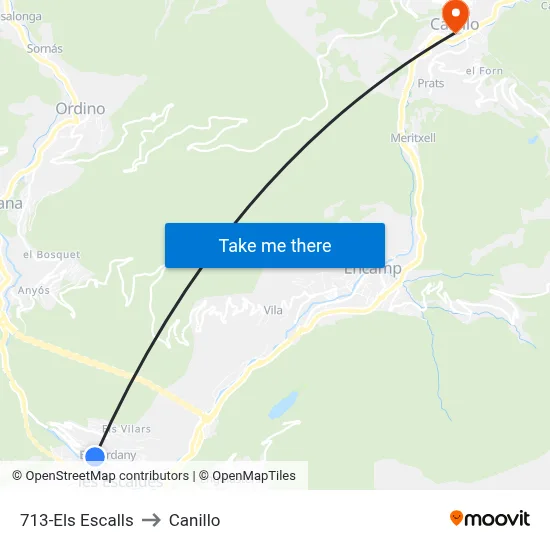 713-Els Escalls to Canillo map