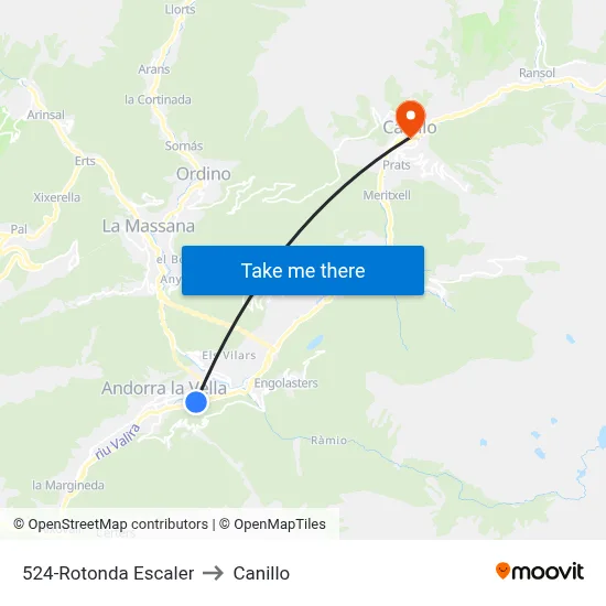 524-Rotonda Escaler to Canillo map