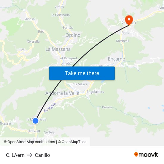 C. L'Aern to Canillo map