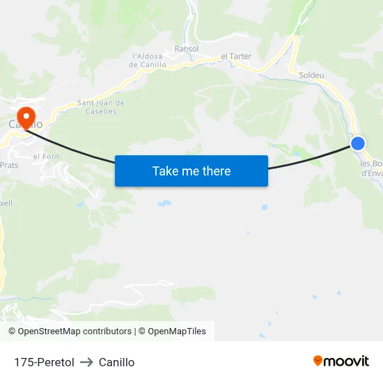 175-Peretol to Canillo map