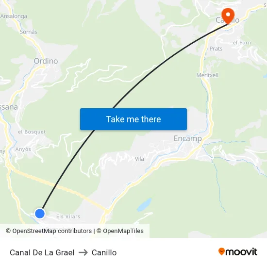 Canal De La Grael to Canillo map