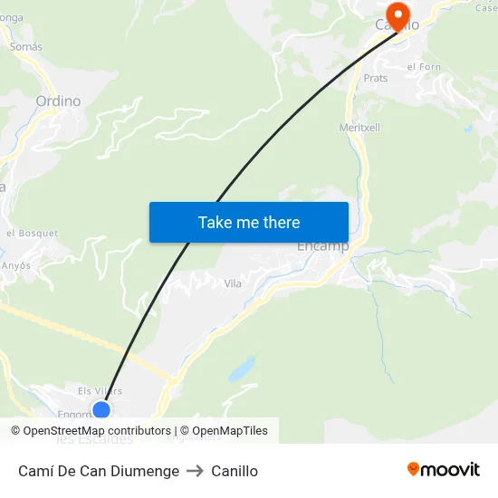 Camí De Can Diumenge to Canillo map