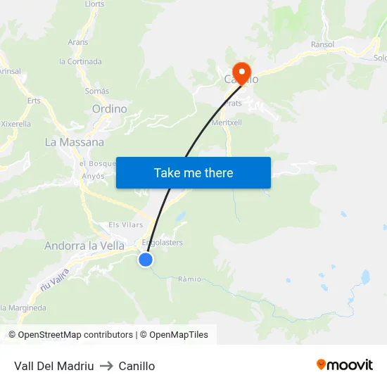 Vall Del Madriu to Canillo map
