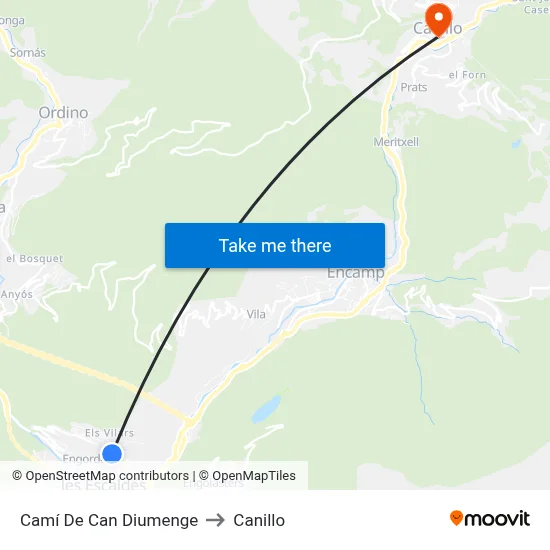 Camí De Can Diumenge to Canillo map