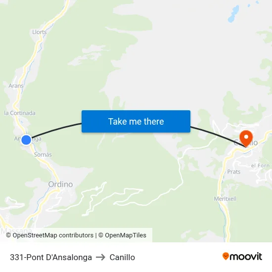331-Pont D'Ansalonga to Canillo map