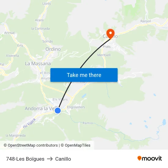 748-Les Boïgues to Canillo map