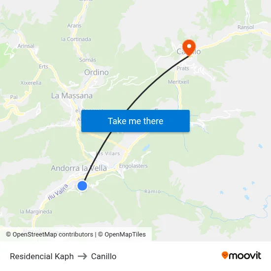 Residencial Kaph to Canillo map