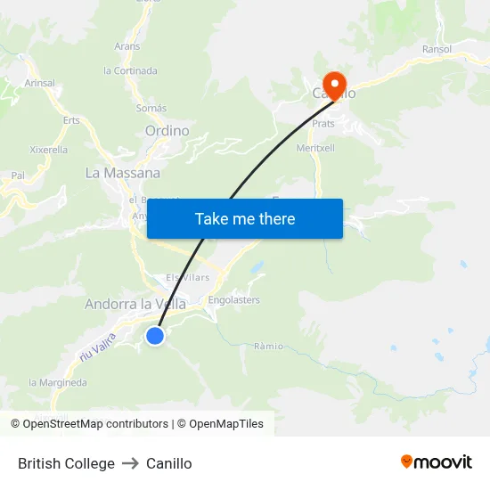 British College to Canillo map