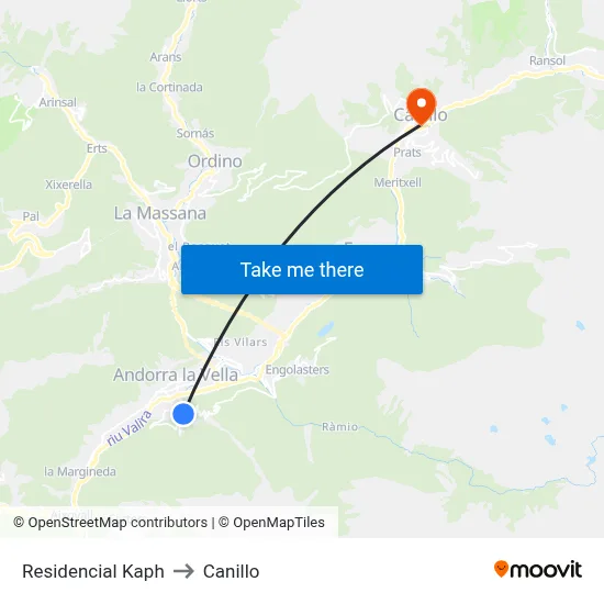 Residencial Kaph to Canillo map