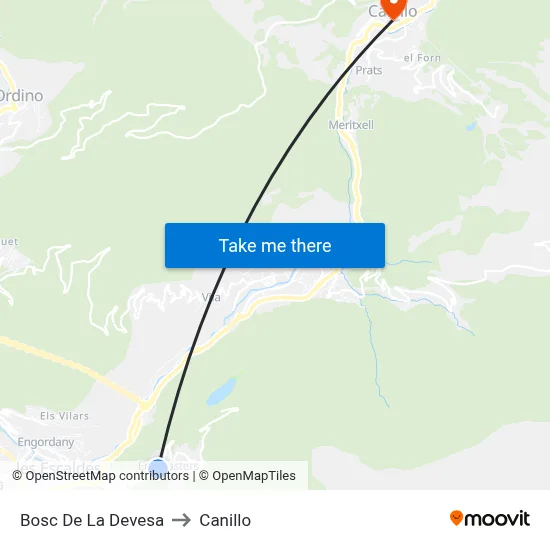 Bosc De La Devesa to Canillo map
