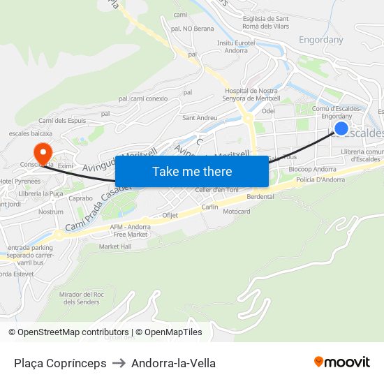 Plaça Coprínceps to Andorra-la-Vella map