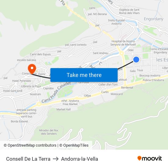 Consell De La Terra to Andorra-la-Vella map