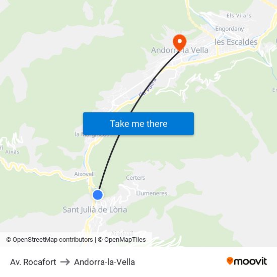 Av. Rocafort to Andorra-la-Vella map