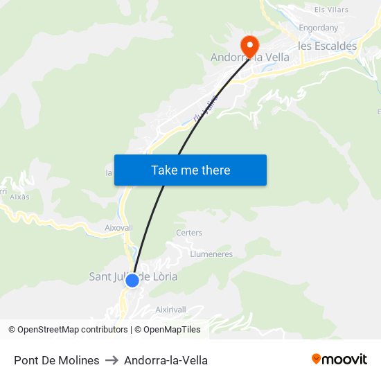 Pont De Molines to Andorra-la-Vella map