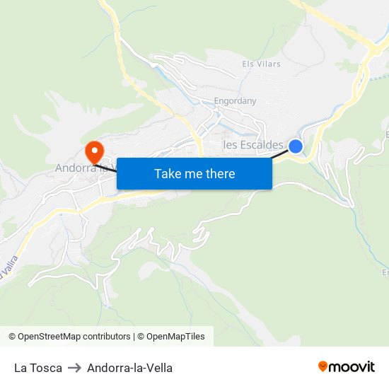 La Tosca to Andorra-la-Vella map
