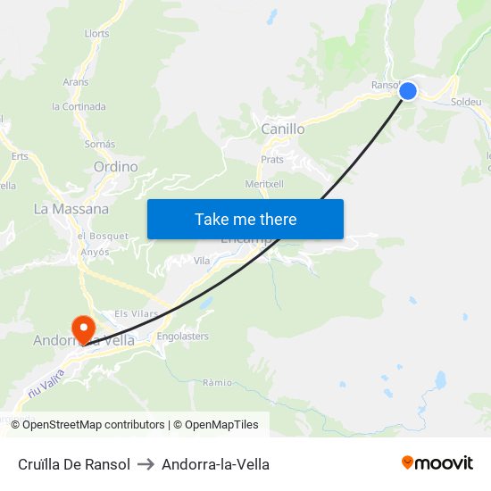 Cruïlla De Ransol to Andorra-la-Vella map
