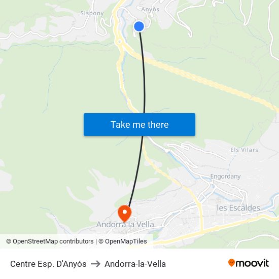 Centre Esp. D'Anyós to Andorra-la-Vella map